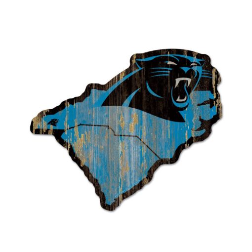 Carolina Panthers Blue State Shape Wood Sign