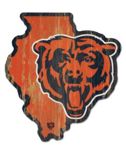 Chicago Bears Orange State Shape Wood Sign