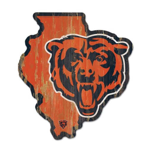 Chicago Bears Orange State Shape Wood Sign