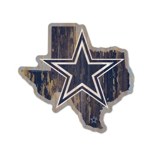 Dallas Cowboys Navy State Shape Wood Sign