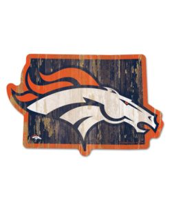 Denver Broncos Navy State Shape Wood Sign