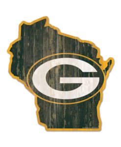 Green Bay Packers Green State Shape Wood Sign