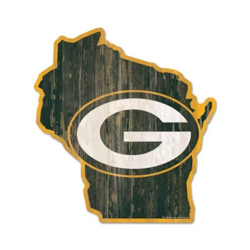 Green Bay Packers Green State Shape Wood Sign