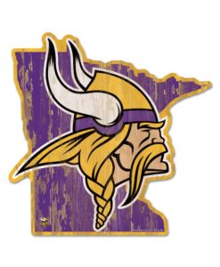 Minnesota Vikings Purple State Shape Wood Sign