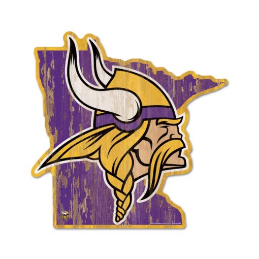 Minnesota Vikings Purple State Shape Wood Sign