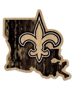 New Orleans Saints Black State Shape Wood Sign