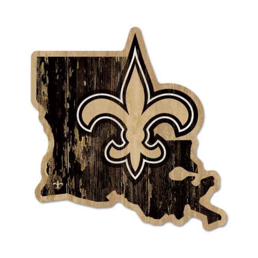 New Orleans Saints Black State Shape Wood Sign