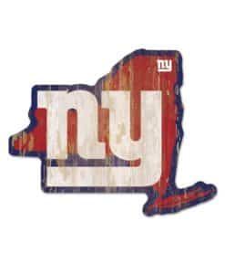 New York Giants Red State Shape Wood Sign