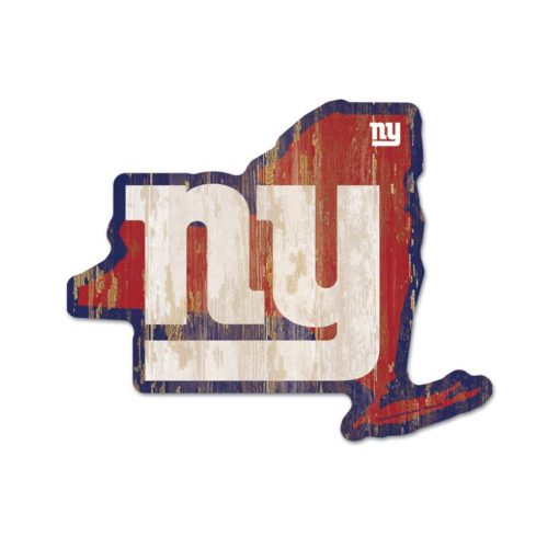 New York Giants Red State Shape Wood Sign