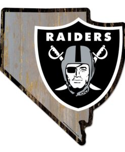 Las Vegas Raiders Gray State Shape Wood Sign