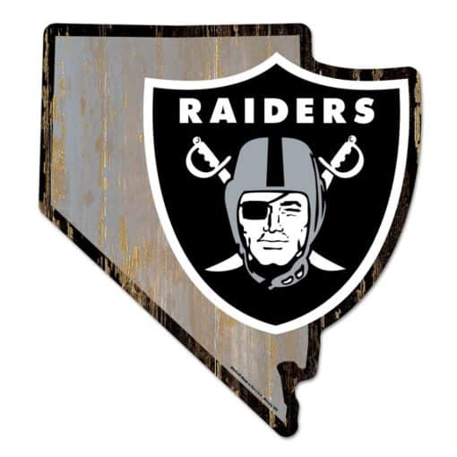 Las Vegas Raiders Gray State Shape Wood Sign