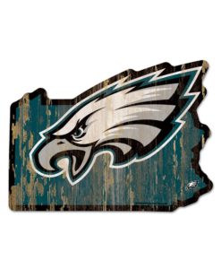 Philadelphia Eagles Green State Shape Wood Sign