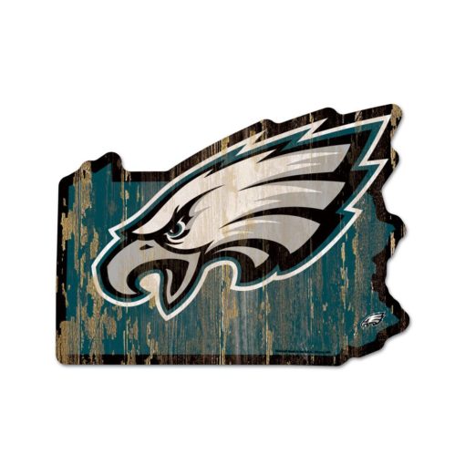 Philadelphia Eagles Green State Shape Wood Sign