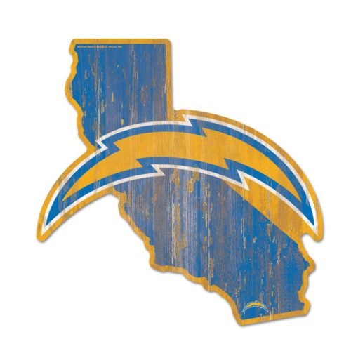 Los Angeles Chargers Powder Blue State Shape Wood Sign