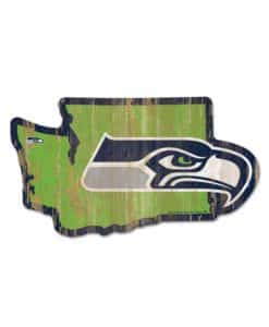 Seattle Seahawks Action Green State Shape Wood Sign