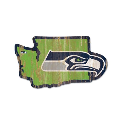 Seattle Seahawks Action Green State Shape Wood Sign