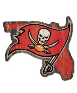 Tampa Bay Buccaneers Red State Shape Wood Sign