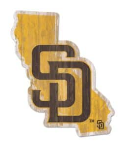 San Diego Padres Yellow State Shape Wood Sign