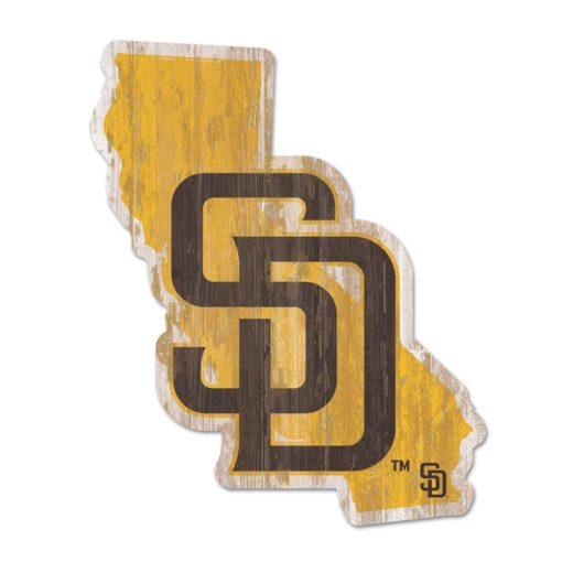 San Diego Padres Yellow State Shape Wood Sign