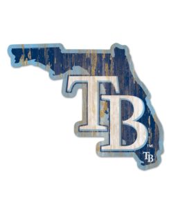 Tampa Bay Rays Navy State Shape Wood Sign