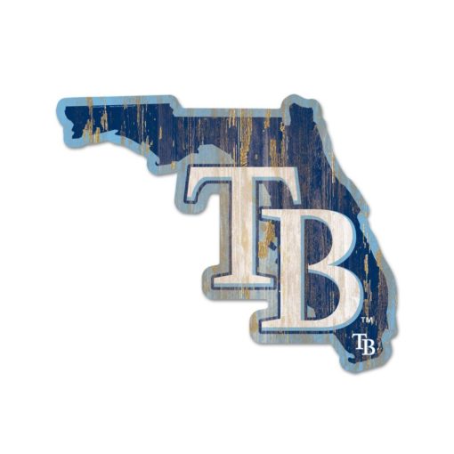 Tampa Bay Rays Navy State Shape Wood Sign