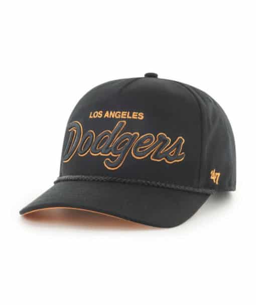 Los Angeles Dodgers 47 Brand Script Hitch Black Orange Snapback Hat ...