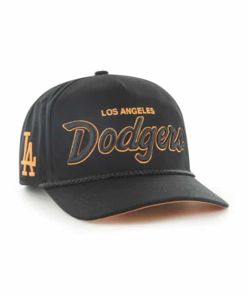 Los Angeles Dodgers 47 Brand Script Hitch Black Orange Snapback Hat