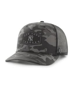 New York Yankees 47 Brand Charcoal Camo Trucker Black Mesh Snapback Hat