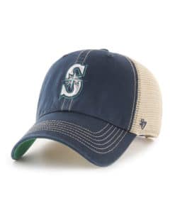 Seattle Mariners 47 Brand Navy Trawler Khaki Mesh Clean Up Snapback Hat