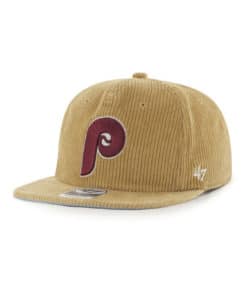 Philadelphia Phillies 47 Brand Cooperstown Khaki Corduroy Baleen Snapback Hat