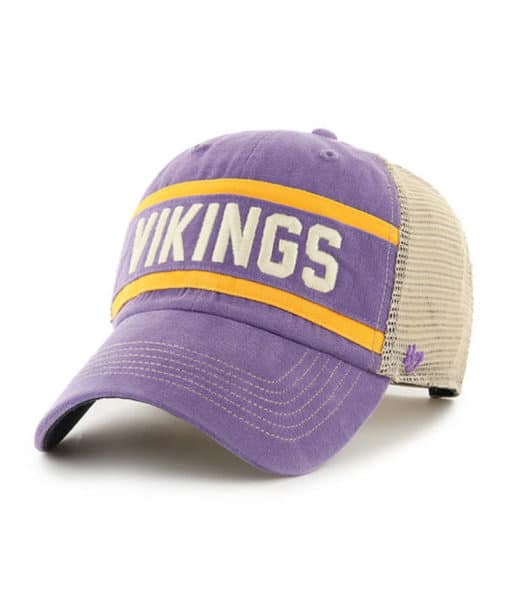 Minnesota Vikings 47 Brand Vintage Purple Juncture Khaki Mesh Snapback Hat - Image 3