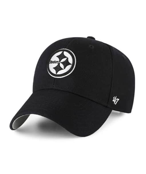 Pittsburgh Steelers 47 Brand Black White MVP Adjustable Hat