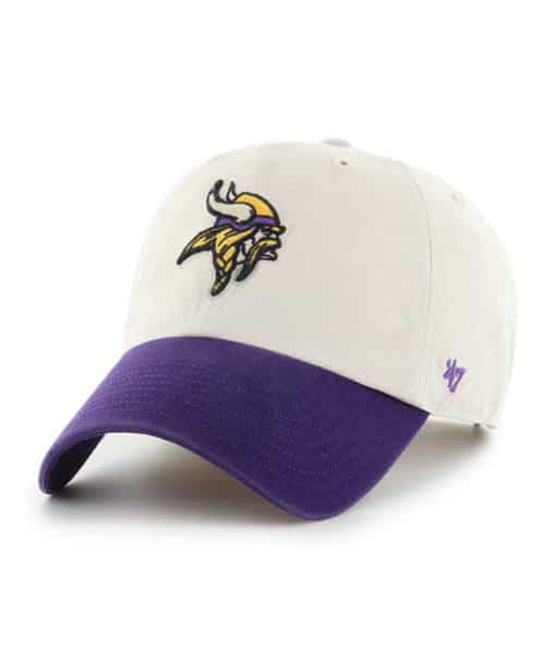 Minnesota Vikings 47 Brand Bone Purple Clean Up Adjustable Hat - Image 3
