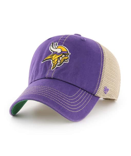 Minnesota Vikings 47 Brand Trawler Purple Clean Up Khaki Mesh Snapback Hat