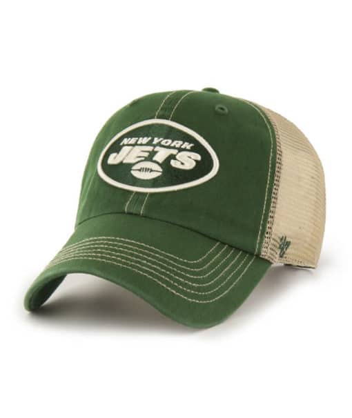 New York Jets 47 Brand Trawler Green Clean Up Khaki Mesh Snapback Hat