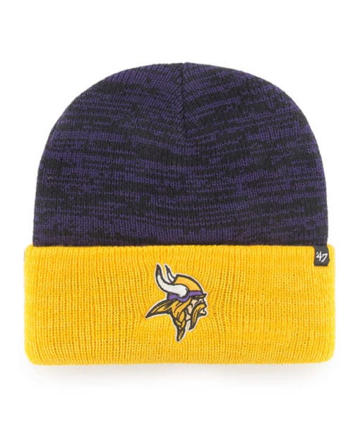 Minnesota Vikings 47 Brand Purple Yellow Brain Freeze Cuff Knit Hat