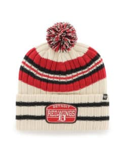 Detroit Red Wings 47 Brand Hone Patch Natural Cuff Knit Hat