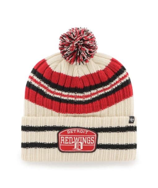 Detroit Red Wings 47 Brand Hone Patch Natural Cuff Knit Hat