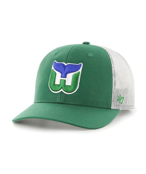 Hartford Whalers 47 Brand Trucker Vintage Green White Mesh Snapback Hat