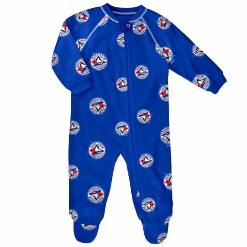 Toronto Blue Jays Baby Blue Raglan Zip Up Sleeper Coverall