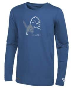 Detroit Lions Men's New Era Dri-Tek Logo Blue Long Sleeve T-Shirt Tee