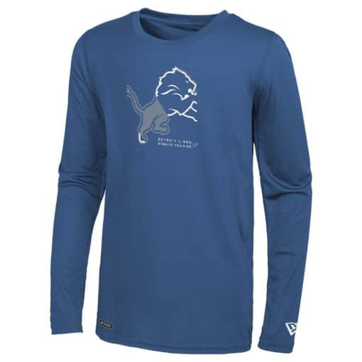 Detroit Lions Men's New Era Dri-Tek Logo Blue Long Sleeve T-Shirt Tee