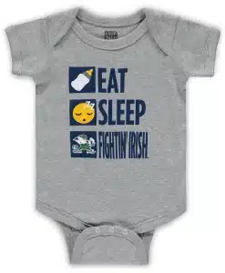 Notre Dame Fighting Irish Baby Eat Sleep Gray Onesie Creeper