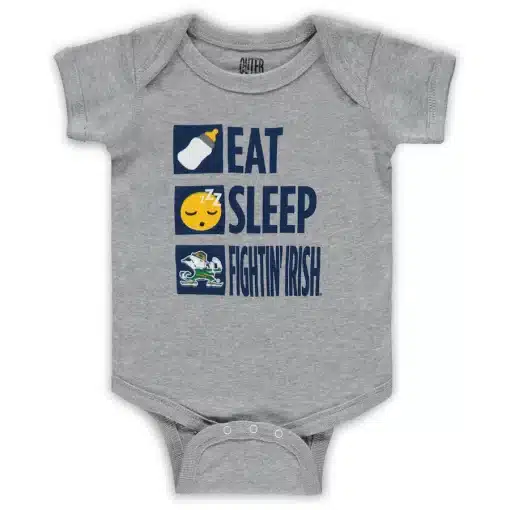 Notre Dame Fighting Irish Baby Eat Sleep Gray Onesie Creeper