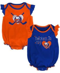 New York Islanders Baby Girl Blue Orange 2 Pack Onesie Creeper Set