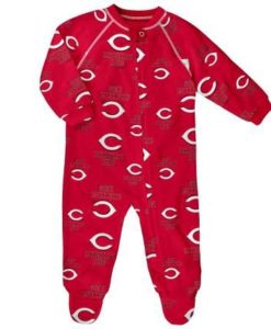 Cincinnati Reds Baby Red Raglan Zip Up Sleeper Coverall