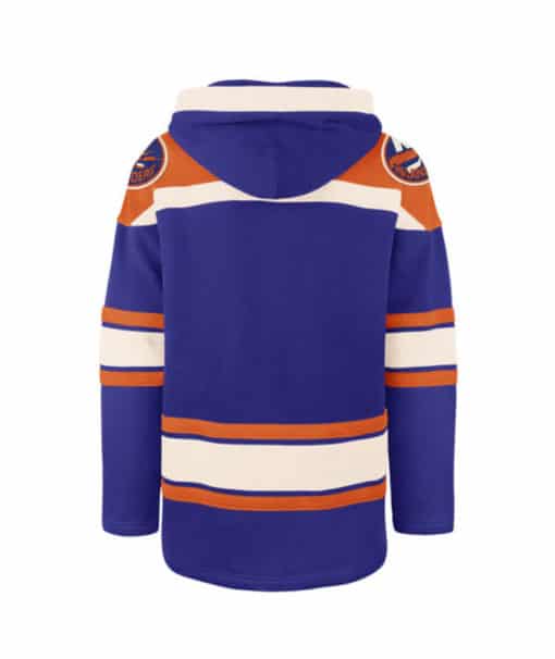 New York Islanders Men's 47 Brand Blue Pullover Jersey Hoodie - Image 2