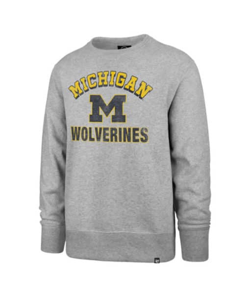 Michigan Wolverines Men's 47 Brand Slate Gray Crew Pullover Sweatshirt