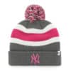 New York Yankees 47 Brand Pink Charcoal Breakaway Cuff Knit Hat