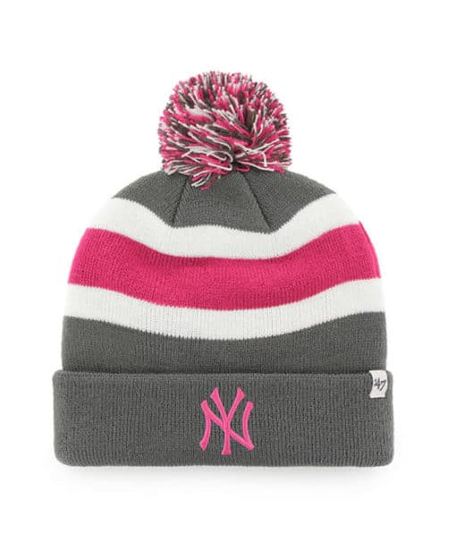 New York Yankees 47 Brand Pink Charcoal Breakaway Cuff Knit Hat